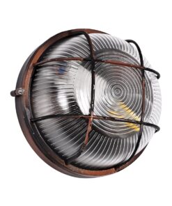 GLOBOSTAR® BOATLIGHT 61623 Vintage Φωτιστικό Καραβοχελώνα Τοίχου & Οροφής με Ντουί 1 x E27 AC 220-240V Αδιάβροχο IP65 – Χάλκινο Παλαιωμένο Εφέ Σκουριάς Ματ – Μ17.5 x Π17.5 x Υ9cm