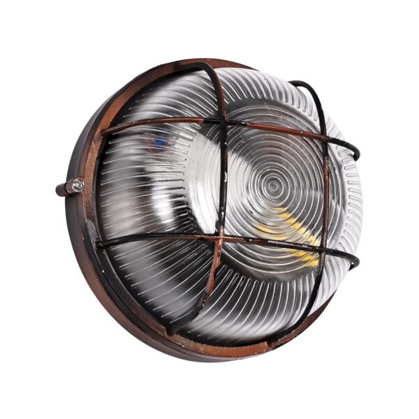 GLOBOSTAR® BOATLIGHT 61623 Vintage Φωτιστικό Καραβοχελώνα Τοίχου & Οροφής με Ντουί 1 x E27 AC 220-240V Αδιάβροχο IP65 – Χάλκινο Παλαιωμένο Εφέ Σκουριάς Ματ – Μ17.5 x Π17.5 x Υ9cm