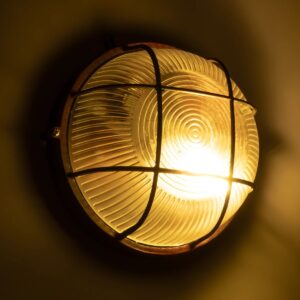 GLOBOSTAR® BOATLIGHT 61623 Vintage Φωτιστικό Καραβοχελώνα Τοίχου & Οροφής με Ντουί 1 x E27 AC 220-240V Αδιάβροχο IP65 – Χάλκινο Παλαιωμένο Εφέ Σκουριάς Ματ – Μ17.5 x Π17.5 x Υ9cm
