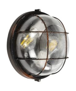 GLOBOSTAR® BOATLIGHT 61624 Vintage Φωτιστικό Καραβοχελώνα Τοίχου & Οροφής με Ντουί 2 x E27 AC 220-240V Αδιάβροχο IP65 – Χάλκινο Παλαιωμένο Εφέ Σκουριάς Ματ – Μ24 x Π24 x Υ11cm