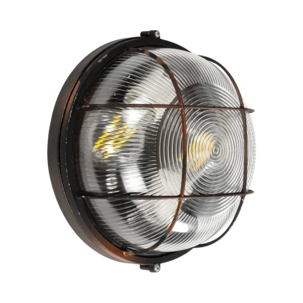 GLOBOSTAR® BOATLIGHT 61624 Vintage Φωτιστικό Καραβοχελώνα Τοίχου & Οροφής με Ντουί 2 x E27 AC 220-240V Αδιάβροχο IP65 – Χάλκινο Παλαιωμένο Εφέ Σκουριάς Ματ – Μ24 x Π24 x Υ11cm