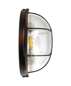 GLOBOSTAR® BOATLIGHT 61624 Vintage Φωτιστικό Καραβοχελώνα Τοίχου & Οροφής με Ντουί 2 x E27 AC 220-240V Αδιάβροχο IP65 – Χάλκινο Παλαιωμένο Εφέ Σκουριάς Ματ – Μ24 x Π24 x Υ11cm