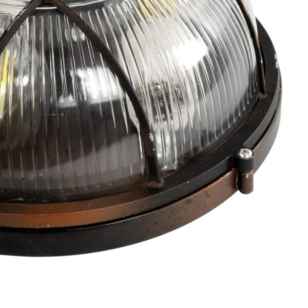 GLOBOSTAR® BOATLIGHT 61624 Vintage Φωτιστικό Καραβοχελώνα Τοίχου & Οροφής με Ντουί 2 x E27 AC 220-240V Αδιάβροχο IP65 – Χάλκινο Παλαιωμένο Εφέ Σκουριάς Ματ – Μ24 x Π24 x Υ11cm
