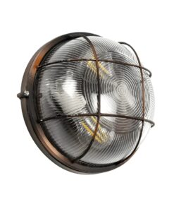 GLOBOSTAR® BOATLIGHT 61624 Vintage Φωτιστικό Καραβοχελώνα Τοίχου & Οροφής με Ντουί 2 x E27 AC 220-240V Αδιάβροχο IP65 – Χάλκινο Παλαιωμένο Εφέ Σκουριάς Ματ – Μ24 x Π24 x Υ11cm