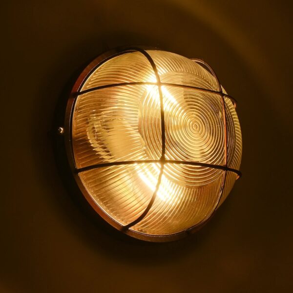 GLOBOSTAR® BOATLIGHT 61624 Vintage Φωτιστικό Καραβοχελώνα Τοίχου & Οροφής με Ντουί 2 x E27 AC 220-240V Αδιάβροχο IP65 – Χάλκινο Παλαιωμένο Εφέ Σκουριάς Ματ – Μ24 x Π24 x Υ11cm