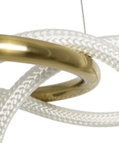 kelvo® GLOW 61657 Μοντέρνο Κρεμαστό Φωτιστικό Οροφής LED 30W 3000lm 360° AC 220-240V IP20 Ρυθμιζόμενο Λευκό CCT με Χειριστήριο από 2700K έως 6000K Dimmable – Lumileds SMD Chip – Χρυσό Πλατίνα & Λευκό Νήμα – Μ40 x Π40 x Υ35cm – 3 Χρόνια Εγγύηση