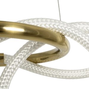 kelvo® GLOW 61657 Μοντέρνο Κρεμαστό Φωτιστικό Οροφής LED 30W 3000lm 360° AC 220-240V IP20 Ρυθμιζόμενο Λευκό CCT με Χειριστήριο από 2700K έως 6000K Dimmable – Lumileds SMD Chip – Χρυσό Πλατίνα & Λευκό Νήμα – Μ40 x Π40 x Υ35cm – 3 Χρόνια Εγγύηση