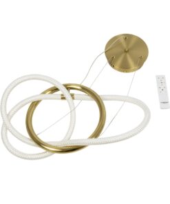 kelvo® GLOW 61657 Μοντέρνο Κρεμαστό Φωτιστικό Οροφής LED 30W 3000lm 360° AC 220-240V IP20 Ρυθμιζόμενο Λευκό CCT με Χειριστήριο από 2700K έως 6000K Dimmable – Lumileds SMD Chip – Χρυσό Πλατίνα & Λευκό Νήμα – Μ40 x Π40 x Υ35cm – 3 Χρόνια Εγγύηση