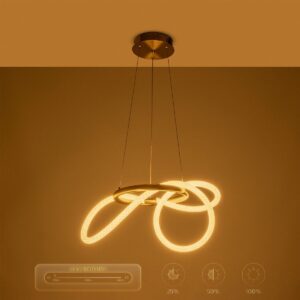 kelvo® GLOW 61657 Μοντέρνο Κρεμαστό Φωτιστικό Οροφής LED 30W 3000lm 360° AC 220-240V IP20 Ρυθμιζόμενο Λευκό CCT με Χειριστήριο από 2700K έως 6000K Dimmable – Lumileds SMD Chip – Χρυσό Πλατίνα & Λευκό Νήμα – Μ40 x Π40 x Υ35cm – 3 Χρόνια Εγγύηση