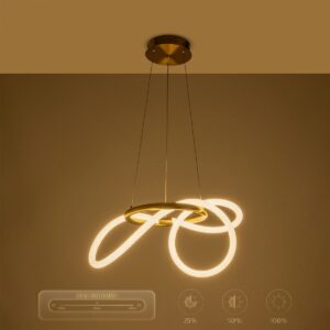 kelvo® GLOW 61657 Μοντέρνο Κρεμαστό Φωτιστικό Οροφής LED 30W 3000lm 360° AC 220-240V IP20 Ρυθμιζόμενο Λευκό CCT με Χειριστήριο από 2700K έως 6000K Dimmable – Lumileds SMD Chip – Χρυσό Πλατίνα & Λευκό Νήμα – Μ40 x Π40 x Υ35cm – 3 Χρόνια Εγγύηση