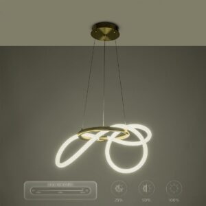 kelvo® GLOW 61657 Μοντέρνο Κρεμαστό Φωτιστικό Οροφής LED 30W 3000lm 360° AC 220-240V IP20 Ρυθμιζόμενο Λευκό CCT με Χειριστήριο από 2700K έως 6000K Dimmable – Lumileds SMD Chip – Χρυσό Πλατίνα & Λευκό Νήμα – Μ40 x Π40 x Υ35cm – 3 Χρόνια Εγγύηση