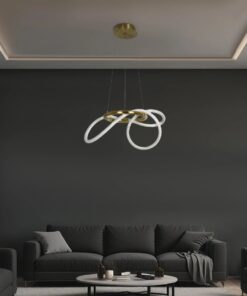 kelvo® GLOW 61657 Μοντέρνο Κρεμαστό Φωτιστικό Οροφής LED 30W 3000lm 360° AC 220-240V IP20 Ρυθμιζόμενο Λευκό CCT με Χειριστήριο από 2700K έως 6000K Dimmable – Lumileds SMD Chip – Χρυσό Πλατίνα & Λευκό Νήμα – Μ40 x Π40 x Υ35cm – 3 Χρόνια Εγγύηση