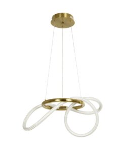 kelvo® GLOW 61657 Μοντέρνο Κρεμαστό Φωτιστικό Οροφής LED 30W 3000lm 360° AC 220-240V IP20 Ρυθμιζόμενο Λευκό CCT με Χειριστήριο από 2700K έως 6000K Dimmable – Lumileds SMD Chip – Χρυσό Πλατίνα & Λευκό Νήμα – Μ40 x Π40 x Υ35cm – 3 Χρόνια Εγγύηση