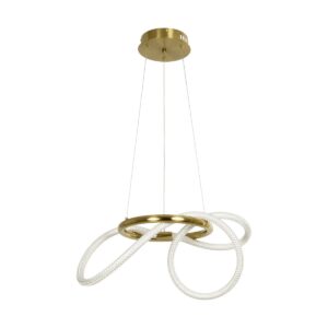 kelvo® GLOW 61657 Μοντέρνο Κρεμαστό Φωτιστικό Οροφής LED 30W 3000lm 360° AC 220-240V IP20 Ρυθμιζόμενο Λευκό CCT με Χειριστήριο από 2700K έως 6000K Dimmable – Lumileds SMD Chip – Χρυσό Πλατίνα & Λευκό Νήμα – Μ40 x Π40 x Υ35cm – 3 Χρόνια Εγγύηση