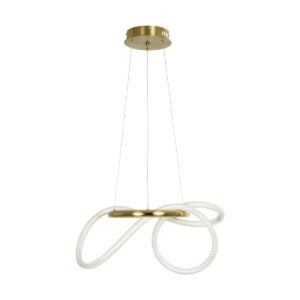 kelvo® GLOW 61657 Μοντέρνο Κρεμαστό Φωτιστικό Οροφής LED 30W 3000lm 360° AC 220-240V IP20 Ρυθμιζόμενο Λευκό CCT με Χειριστήριο από 2700K έως 6000K Dimmable – Lumileds SMD Chip – Χρυσό Πλατίνα & Λευκό Νήμα – Μ40 x Π40 x Υ35cm – 3 Χρόνια Εγγύηση