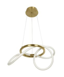 kelvo® GLOW 61657 Μοντέρνο Κρεμαστό Φωτιστικό Οροφής LED 30W 3000lm 360° AC 220-240V IP20 Ρυθμιζόμενο Λευκό CCT με Χειριστήριο από 2700K έως 6000K Dimmable – Lumileds SMD Chip – Χρυσό Πλατίνα & Λευκό Νήμα – Μ40 x Π40 x Υ35cm – 3 Χρόνια Εγγύηση