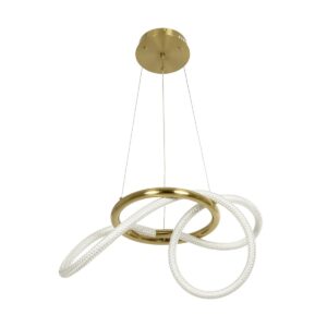 kelvo® GLOW 61657 Μοντέρνο Κρεμαστό Φωτιστικό Οροφής LED 30W 3000lm 360° AC 220-240V IP20 Ρυθμιζόμενο Λευκό CCT με Χειριστήριο από 2700K έως 6000K Dimmable – Lumileds SMD Chip – Χρυσό Πλατίνα & Λευκό Νήμα – Μ40 x Π40 x Υ35cm – 3 Χρόνια Εγγύηση