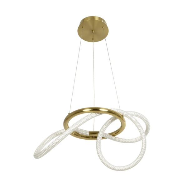 kelvo® GLOW 61657 Μοντέρνο Κρεμαστό Φωτιστικό Οροφής LED 30W 3000lm 360° AC 220-240V IP20 Ρυθμιζόμενο Λευκό CCT με Χειριστήριο από 2700K έως 6000K Dimmable – Lumileds SMD Chip – Χρυσό Πλατίνα & Λευκό Νήμα – Μ40 x Π40 x Υ35cm – 3 Χρόνια Εγγύηση