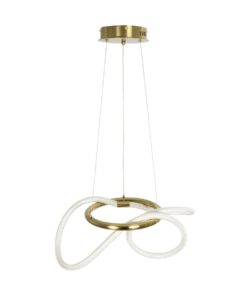 kelvo® GLOW 61657 Μοντέρνο Κρεμαστό Φωτιστικό Οροφής LED 30W 3000lm 360° AC 220-240V IP20 Ρυθμιζόμενο Λευκό CCT με Χειριστήριο από 2700K έως 6000K Dimmable – Lumileds SMD Chip – Χρυσό Πλατίνα & Λευκό Νήμα – Μ40 x Π40 x Υ35cm – 3 Χρόνια Εγγύηση