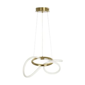 kelvo® GLOW 61657 Μοντέρνο Κρεμαστό Φωτιστικό Οροφής LED 30W 3000lm 360° AC 220-240V IP20 Ρυθμιζόμενο Λευκό CCT με Χειριστήριο από 2700K έως 6000K Dimmable – Lumileds SMD Chip – Χρυσό Πλατίνα & Λευκό Νήμα – Μ40 x Π40 x Υ35cm – 3 Χρόνια Εγγύηση