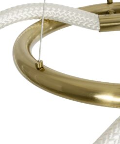 kelvo® GLOW 61657 Μοντέρνο Κρεμαστό Φωτιστικό Οροφής LED 30W 3000lm 360° AC 220-240V IP20 Ρυθμιζόμενο Λευκό CCT με Χειριστήριο από 2700K έως 6000K Dimmable – Lumileds SMD Chip – Χρυσό Πλατίνα & Λευκό Νήμα – Μ40 x Π40 x Υ35cm – 3 Χρόνια Εγγύηση