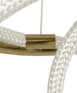 kelvo® GLOW 61657 Μοντέρνο Κρεμαστό Φωτιστικό Οροφής LED 30W 3000lm 360° AC 220-240V IP20 Ρυθμιζόμενο Λευκό CCT με Χειριστήριο από 2700K έως 6000K Dimmable – Lumileds SMD Chip – Χρυσό Πλατίνα & Λευκό Νήμα – Μ40 x Π40 x Υ35cm – 3 Χρόνια Εγγύηση