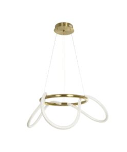 kelvo® GLOW 61658 Μοντέρνο Κρεμαστό Φωτιστικό Οροφής LED 36W 3600lm 360° AC 220-240V IP20 Ρυθμιζόμενο Λευκό CCT με Χειριστήριο από 2700K έως 6000K Dimmable – Lumileds SMD Chip – Χρυσό Πλατίνα & Λευκό Νήμα – Μ60 x Π60 x Υ45cm – 3 Χρόνια Εγγύηση