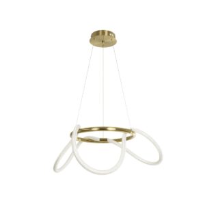 kelvo® GLOW 61658 Μοντέρνο Κρεμαστό Φωτιστικό Οροφής LED 36W 3600lm 360° AC 220-240V IP20 Ρυθμιζόμενο Λευκό CCT με Χειριστήριο από 2700K έως 6000K Dimmable – Lumileds SMD Chip – Χρυσό Πλατίνα & Λευκό Νήμα – Μ60 x Π60 x Υ45cm – 3 Χρόνια Εγγύηση