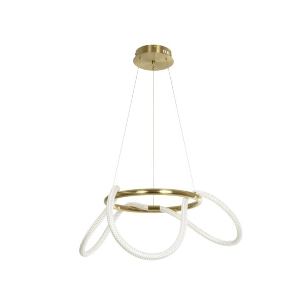 kelvo® GLOW 61658 Μοντέρνο Κρεμαστό Φωτιστικό Οροφής LED 36W 3600lm 360° AC 220-240V IP20 Ρυθμιζόμενο Λευκό CCT με Χειριστήριο από 2700K έως 6000K Dimmable – Lumileds SMD Chip – Χρυσό Πλατίνα & Λευκό Νήμα – Μ60 x Π60 x Υ45cm – 3 Χρόνια Εγγύηση