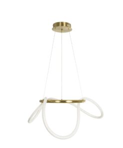 kelvo® GLOW 61658 Μοντέρνο Κρεμαστό Φωτιστικό Οροφής LED 36W 3600lm 360° AC 220-240V IP20 Ρυθμιζόμενο Λευκό CCT με Χειριστήριο από 2700K έως 6000K Dimmable – Lumileds SMD Chip – Χρυσό Πλατίνα & Λευκό Νήμα – Μ60 x Π60 x Υ45cm – 3 Χρόνια Εγγύηση