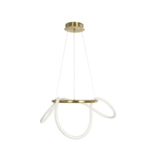 kelvo® GLOW 61658 Μοντέρνο Κρεμαστό Φωτιστικό Οροφής LED 36W 3600lm 360° AC 220-240V IP20 Ρυθμιζόμενο Λευκό CCT με Χειριστήριο από 2700K έως 6000K Dimmable – Lumileds SMD Chip – Χρυσό Πλατίνα & Λευκό Νήμα – Μ60 x Π60 x Υ45cm – 3 Χρόνια Εγγύηση