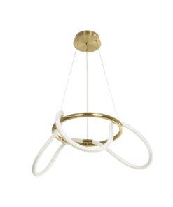 kelvo® GLOW 61658 Μοντέρνο Κρεμαστό Φωτιστικό Οροφής LED 36W 3600lm 360° AC 220-240V IP20 Ρυθμιζόμενο Λευκό CCT με Χειριστήριο από 2700K έως 6000K Dimmable – Lumileds SMD Chip – Χρυσό Πλατίνα & Λευκό Νήμα – Μ60 x Π60 x Υ45cm – 3 Χρόνια Εγγύηση