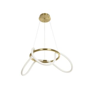 kelvo® GLOW 61658 Μοντέρνο Κρεμαστό Φωτιστικό Οροφής LED 36W 3600lm 360° AC 220-240V IP20 Ρυθμιζόμενο Λευκό CCT με Χειριστήριο από 2700K έως 6000K Dimmable – Lumileds SMD Chip – Χρυσό Πλατίνα & Λευκό Νήμα – Μ60 x Π60 x Υ45cm – 3 Χρόνια Εγγύηση