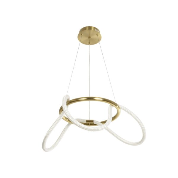 kelvo® GLOW 61658 Μοντέρνο Κρεμαστό Φωτιστικό Οροφής LED 36W 3600lm 360° AC 220-240V IP20 Ρυθμιζόμενο Λευκό CCT με Χειριστήριο από 2700K έως 6000K Dimmable – Lumileds SMD Chip – Χρυσό Πλατίνα & Λευκό Νήμα – Μ60 x Π60 x Υ45cm – 3 Χρόνια Εγγύηση