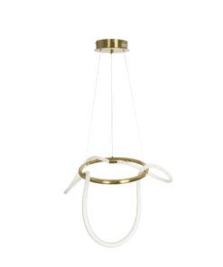 kelvo® GLOW 61658 Μοντέρνο Κρεμαστό Φωτιστικό Οροφής LED 36W 3600lm 360° AC 220-240V IP20 Ρυθμιζόμενο Λευκό CCT με Χειριστήριο από 2700K έως 6000K Dimmable – Lumileds SMD Chip – Χρυσό Πλατίνα & Λευκό Νήμα – Μ60 x Π60 x Υ45cm – 3 Χρόνια Εγγύηση