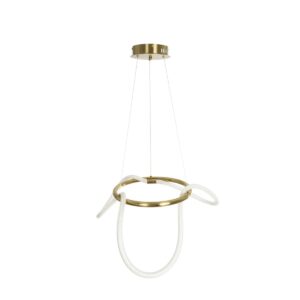 kelvo® GLOW 61658 Μοντέρνο Κρεμαστό Φωτιστικό Οροφής LED 36W 3600lm 360° AC 220-240V IP20 Ρυθμιζόμενο Λευκό CCT με Χειριστήριο από 2700K έως 6000K Dimmable – Lumileds SMD Chip – Χρυσό Πλατίνα & Λευκό Νήμα – Μ60 x Π60 x Υ45cm – 3 Χρόνια Εγγύηση