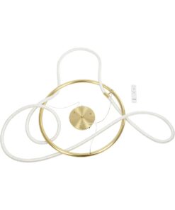 kelvo® GLOW 61659 Μοντέρνο Κρεμαστό Φωτιστικό Οροφής LED 58W 5800lm 360° AC 220-240V IP20 Ρυθμιζόμενο Λευκό CCT με Χειριστήριο από 2700K έως 6000K Dimmable – Lumileds SMD Chip – Χρυσό Πλατίνα & Λευκό Νήμα – Μ80 x Π80 x Υ60cm – 3 Χρόνια Εγγύηση