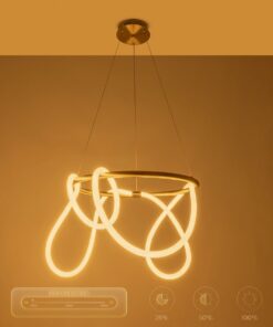 kelvo® GLOW 61659 Μοντέρνο Κρεμαστό Φωτιστικό Οροφής LED 58W 5800lm 360° AC 220-240V IP20 Ρυθμιζόμενο Λευκό CCT με Χειριστήριο από 2700K έως 6000K Dimmable – Lumileds SMD Chip – Χρυσό Πλατίνα & Λευκό Νήμα – Μ80 x Π80 x Υ60cm – 3 Χρόνια Εγγύηση