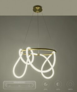 kelvo® GLOW 61659 Μοντέρνο Κρεμαστό Φωτιστικό Οροφής LED 58W 5800lm 360° AC 220-240V IP20 Ρυθμιζόμενο Λευκό CCT με Χειριστήριο από 2700K έως 6000K Dimmable – Lumileds SMD Chip – Χρυσό Πλατίνα & Λευκό Νήμα – Μ80 x Π80 x Υ60cm – 3 Χρόνια Εγγύηση