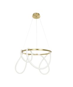 kelvo® GLOW 61659 Μοντέρνο Κρεμαστό Φωτιστικό Οροφής LED 58W 5800lm 360° AC 220-240V IP20 Ρυθμιζόμενο Λευκό CCT με Χειριστήριο από 2700K έως 6000K Dimmable – Lumileds SMD Chip – Χρυσό Πλατίνα & Λευκό Νήμα – Μ80 x Π80 x Υ60cm – 3 Χρόνια Εγγύηση