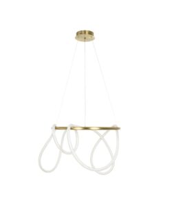 kelvo® GLOW 61659 Μοντέρνο Κρεμαστό Φωτιστικό Οροφής LED 58W 5800lm 360° AC 220-240V IP20 Ρυθμιζόμενο Λευκό CCT με Χειριστήριο από 2700K έως 6000K Dimmable – Lumileds SMD Chip – Χρυσό Πλατίνα & Λευκό Νήμα – Μ80 x Π80 x Υ60cm – 3 Χρόνια Εγγύηση