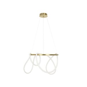 kelvo® GLOW 61659 Μοντέρνο Κρεμαστό Φωτιστικό Οροφής LED 58W 5800lm 360° AC 220-240V IP20 Ρυθμιζόμενο Λευκό CCT με Χειριστήριο από 2700K έως 6000K Dimmable – Lumileds SMD Chip – Χρυσό Πλατίνα & Λευκό Νήμα – Μ80 x Π80 x Υ60cm – 3 Χρόνια Εγγύηση