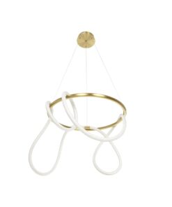 kelvo® GLOW 61659 Μοντέρνο Κρεμαστό Φωτιστικό Οροφής LED 58W 5800lm 360° AC 220-240V IP20 Ρυθμιζόμενο Λευκό CCT με Χειριστήριο από 2700K έως 6000K Dimmable – Lumileds SMD Chip – Χρυσό Πλατίνα & Λευκό Νήμα – Μ80 x Π80 x Υ60cm – 3 Χρόνια Εγγύηση