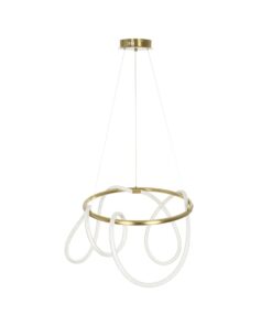 kelvo® GLOW 61659 Μοντέρνο Κρεμαστό Φωτιστικό Οροφής LED 58W 5800lm 360° AC 220-240V IP20 Ρυθμιζόμενο Λευκό CCT με Χειριστήριο από 2700K έως 6000K Dimmable – Lumileds SMD Chip – Χρυσό Πλατίνα & Λευκό Νήμα – Μ80 x Π80 x Υ60cm – 3 Χρόνια Εγγύηση