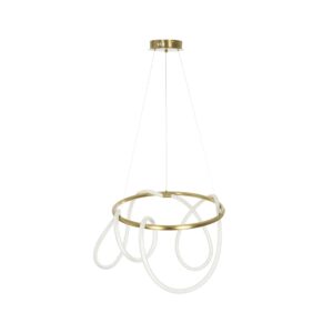 kelvo® GLOW 61659 Μοντέρνο Κρεμαστό Φωτιστικό Οροφής LED 58W 5800lm 360° AC 220-240V IP20 Ρυθμιζόμενο Λευκό CCT με Χειριστήριο από 2700K έως 6000K Dimmable – Lumileds SMD Chip – Χρυσό Πλατίνα & Λευκό Νήμα – Μ80 x Π80 x Υ60cm – 3 Χρόνια Εγγύηση