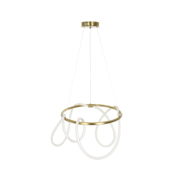 kelvo® GLOW 61659 Μοντέρνο Κρεμαστό Φωτιστικό Οροφής LED 58W 5800lm 360° AC 220-240V IP20 Ρυθμιζόμενο Λευκό CCT με Χειριστήριο από 2700K έως 6000K Dimmable – Lumileds SMD Chip – Χρυσό Πλατίνα & Λευκό Νήμα – Μ80 x Π80 x Υ60cm – 3 Χρόνια Εγγύηση