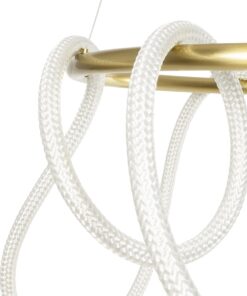 kelvo® GLOW 61659 Μοντέρνο Κρεμαστό Φωτιστικό Οροφής LED 58W 5800lm 360° AC 220-240V IP20 Ρυθμιζόμενο Λευκό CCT με Χειριστήριο από 2700K έως 6000K Dimmable – Lumileds SMD Chip – Χρυσό Πλατίνα & Λευκό Νήμα – Μ80 x Π80 x Υ60cm – 3 Χρόνια Εγγύηση