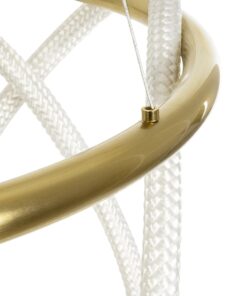 kelvo® GLOW 61659 Μοντέρνο Κρεμαστό Φωτιστικό Οροφής LED 58W 5800lm 360° AC 220-240V IP20 Ρυθμιζόμενο Λευκό CCT με Χειριστήριο από 2700K έως 6000K Dimmable – Lumileds SMD Chip – Χρυσό Πλατίνα & Λευκό Νήμα – Μ80 x Π80 x Υ60cm – 3 Χρόνια Εγγύηση