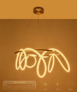 kelvo® GLOW 61660 Μοντέρνο Κρεμαστό Φωτιστικό Οροφής LED 69W 6900lm 360° AC 220-240V IP20 Ρυθμιζόμενο Λευκό CCT με Χειριστήριο από 2700K έως 6000K Dimmable – Lumileds SMD Chip – Χρυσό Πλατίνα & Λευκό Νήμα – Μ100 x Π100 x Υ70cm – 3 Χρόνια Εγγύηση