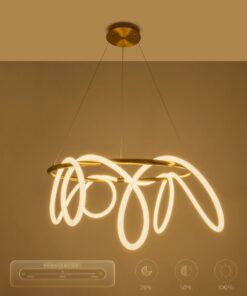 kelvo® GLOW 61660 Μοντέρνο Κρεμαστό Φωτιστικό Οροφής LED 69W 6900lm 360° AC 220-240V IP20 Ρυθμιζόμενο Λευκό CCT με Χειριστήριο από 2700K έως 6000K Dimmable – Lumileds SMD Chip – Χρυσό Πλατίνα & Λευκό Νήμα – Μ100 x Π100 x Υ70cm – 3 Χρόνια Εγγύηση